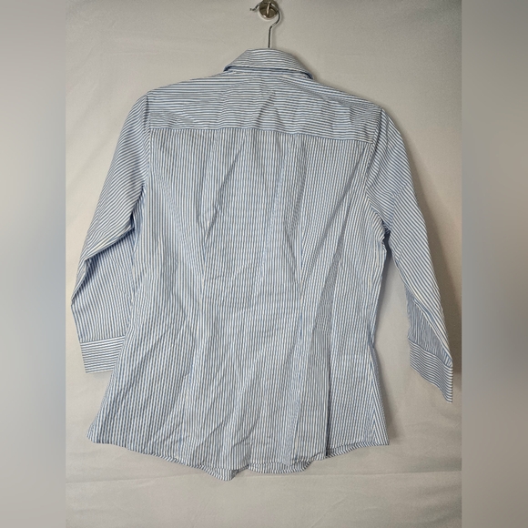 Eddie Bauer Light Blue Striped Button Down Shirt Wrinkle Free Shape Fit S Petite - Picture 5 of 5